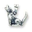 Sterling Silver Antiqued Wolf Charm with 20 inch Sterling Silver Chain