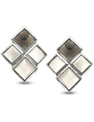 CleverEve Designer Series Smoky Quartz Diamond Shapes Sterling Silver Earrings 13.65 ct. tw.