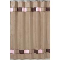 Soho Pink and Brown Kids Bathroom Fabric Bath Shower Curtain by Sweet Jojo Designs