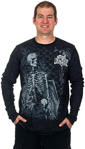 MMA Elite Long Sleeve Thermal Style Shirt (Dark Gray, X-Large)