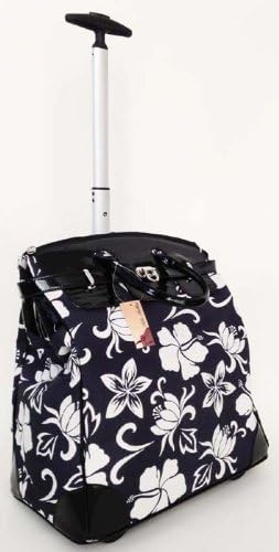 19" Computer/laptop Bag Tote Duffle Rolling Wheel Padded Case Flower Gray