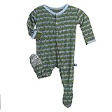 KicKee Pants Baby Boys Footie Pajama- Moss Ant, 3-6 Months
