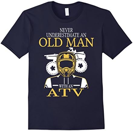 Men's Never Underestimate An Old Man With AN ATV Shirt XL Navy