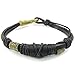 KONOV Mens Genuine Leather Rope Bracelet, Tribal Braided Cuff Bangle, Black Gold