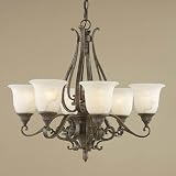 Murray Feiss F1986/6PBR Seville Five-Light Chandelier in Peruvian Bronze and Antique Alabaster Glass Shades