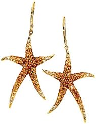 14K Yellow Gold Madeira Citrine, Citrine and Lime Quartz Starfish Earrings -- LIFETIME WARRANTY