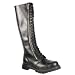MENS Punk Gothic Knee High Boot Black Leather 20 Eyelet Double Zippered Steel Toe CLEARANCE