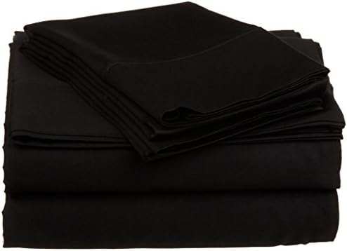 Colorfull Home Super Soft Egyptian Cotton 650-Thread-Count Sateen 4 PCs Bed Sheet set (+16 Inch) Pocket Depth Black Solid Twin-XL Size (1 Fitted sheet, 1 Flat Sheet &amp; 2 Pillowcover)