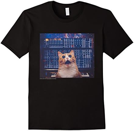 Men's Cats On Synthesizers In Space - Modular Cat T Shirt Medium Black