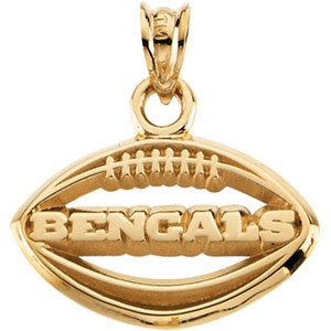 14k Gold Cincinnati Bengals Football Pendant 11.5x18mm - JewelryWeb