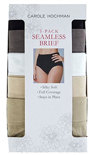 Carole HochmanWomen's Underwear Silky Soft Seamless Full Coverage Modern Brief Panties 5 Pack Multipack Regular & Plus Sizes