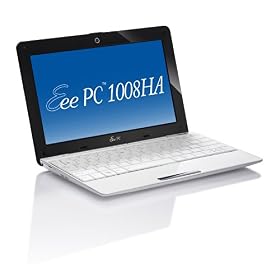 ASUS Eee PC Seashell 1008HA-MU17-WT 10.1-Inch White Netbook - 6 Hours of Battery Life (Windows 7 Starter)