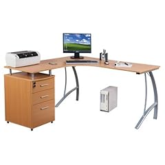 HJH Office/Buerostuhl24 673400 Eckschreibtisch Castor mit Stand-Container, buche / silber