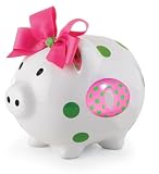 Mud Pie Baby Girl Pink Initial Ceramic Piggy Bank, Letter O
