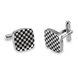 Stainless Steel Cufflinks with Checkered Pattern