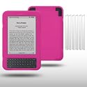 AMAZON KINDLE 3 HOT PINK SILICONE SKIN CASE WITH 6 SCREEN PROTECTORS BY CELLAPOD CASES