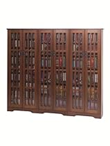 Hot Sale Leslie Dame M-1431W Triple Wide Mission Media Cabinet with Glass Doors - Walnut