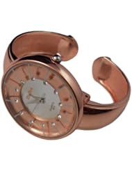 BestOfferBuy Women Stylish Crystal Rose Gold Bangle Bracelet Wrist Watch Silver