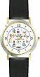 Cartoon Cat Collage Cat - JP - WATCHBUDDY&reg; DELUXE TWO-TONE THEME WATCH - Arabic Numbers - Black Leather Strap-Size-Large ( Men's Size or Jumbo Women's Size )