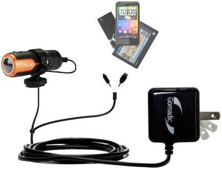 Mio MiVue M350 compatible Dual Wall / Travel AC Charger - One Charger for up to two devices with upgradeable Gomadic Brand TipExchange