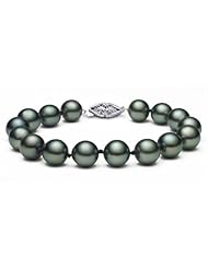PremiumPearl 9-10mm AAA Quality Black Tahitian Cultured Pearl Bracelet, 7" Length
