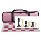 Quality Tournament Chess Set with Pink Canvas Bag - 3.75 Inch King