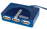 Vivanco USB-Hub 2.0 mit 4 USB Ports, aktiv, blau, inkl. Netzteil