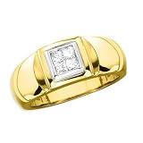 Gold Plated Sterling Silver 1/4 ct. Square Shaped Cubic Zirconia Men's Ring
