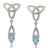 Blue Topaz Celtic Dangle Earrings Silver Post Drops
