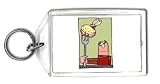 Keychain with man, fork, human, body, eating, individuals, individual, persons, fly, humans, people, hamburger, person