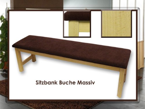 Sitzbank Riverside 180cm braun Buche Massiv!! Echtholz Bank mit Polster Küchenbank