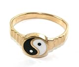 Ladies 24k Yellow Gold Layered Yin Yang Fashion Ring ~ Lifetime Manufacturer Guarantee and Gift Boxed (LR43)