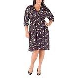 Women's Plus Size Mossimo Black: V-Neck Sweater Dress - Plum Print