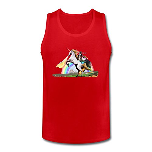 Selton Key Men's Unicorn Riding Cat Red S Tank Top