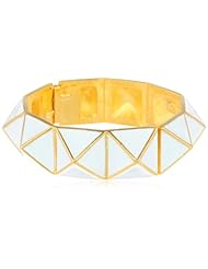Kenneth Jay Lane White Enamel Geometric Shape Bracelet, 8"