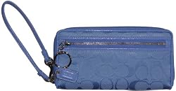 Women's Coach Wallet Daisy Signature Large Zip Around Periwinkle