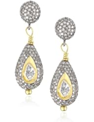 Jordan Alexander Pave Diamond Tear Drop with Mine-Cut Diamond Earrings