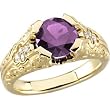 14K Yellow Gold Amethyst and Diamond Ring
