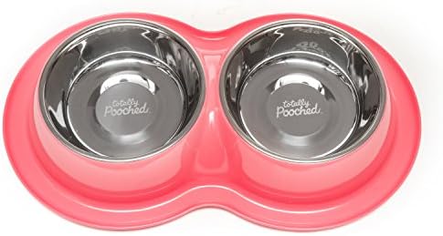 Totally Pooched Stainless Steel Double Diner with Non-Slip Melamine Base