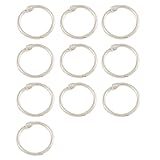 uxcell ルーズリーフリング　キーホルダー　　シルバートーンメタル　30mm　バンドルリング　10個入り