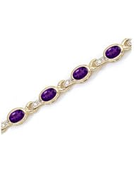 14K Yellow Gold Oval Amethyst and Diamond Bracelet