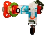 Boys Pacifier Clip Blue & Orange Cars and Trucks