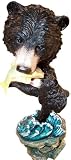 Black Bear With Fish In Mouth And A Cute Baby Cub Reaching For It Statuate Figure 9.5