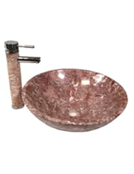 Home: Pink Marble Stone Sink Top mount Classic Round Vessel with Drain YF010 (Sink Faucet&Drain) - Home Paradise Design Center