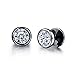 Unisex Men Women Plugs Piercings Stainless Steel Round Arrow Cubic Zirconia Illusion Tunnel Earrings Screw Back Punk Rock Style (2 pair of silver & black)