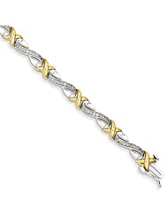 Sterling Silver Rhodium Plated + 14k Diamond X Bracelet