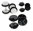 Set of 3 Steel Fake Plugs - White Black and Black Marble - 16g Wire Stud - 8mm Fake Plugs - 3 Pairs