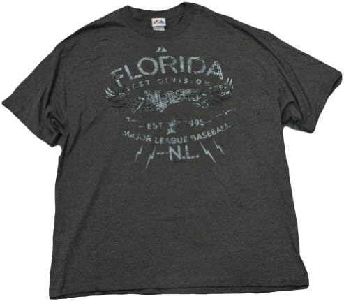 MLB Majestic Florida Miami Marlins Distressed Tshirt Shirt Authentic 2XLarge 2XL