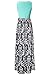 Zattcas Womens Summer Contrast Sleeveless Tank Top Floral Print Maxi Dress Mint Black X-Large