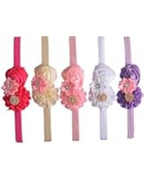 QS&reg; Baby Girl Elastic Headbands with Chiffon , Lace Flower Petal